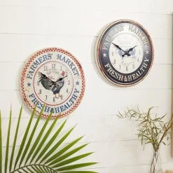 Coupon ✔️ 16" Multicolored Metal Farmhouse Wall Clock Set by Ivory and Iris 🎉 -Cheap Ivory and Iris Store D362103S 10
