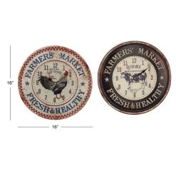 Coupon ✔️ 16" Multicolored Metal Farmhouse Wall Clock Set by Ivory and Iris 🎉 -Cheap Ivory and Iris Store D362103S 9