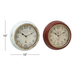 Best Pirce 💯 10" Multicolored Metal Vintage Wall Clock Set by Ivory and Iris 😍 -Cheap Ivory and Iris Store D362113S 6