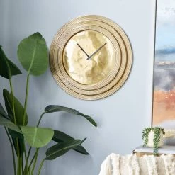 Promo 😉 24" Gold Aluminum Coastal Wall Clock by Ivory and Iris 👏 -Cheap Ivory and Iris Store D362114S 8
