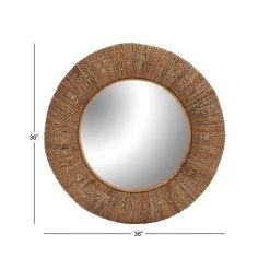 Top 10 😍 35" Brown Coastal Rattan Wall Mirror by Ivory and Iris ✔️ -Cheap Ivory and Iris Store D362128S 6