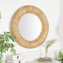 Top 10 😍 35" Brown Coastal Rattan Wall Mirror by Ivory and Iris ✔️ -Cheap Ivory and Iris Store D362128S 8
