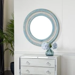 Discount ✔️ 36" Beige Wood Farmhouse Wall Mirror by Ivory and Iris 🧨 -Cheap Ivory and Iris Store D362138S 7