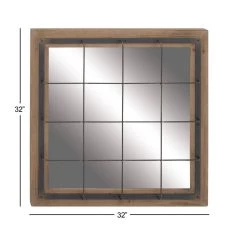 Wholesale 💯 32" Brown Industrial Wood Wall Mirror by Ivory and Iris 😀 -Cheap Ivory and Iris Store D362142S 6