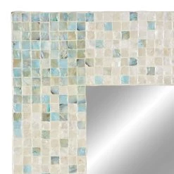 Wholesale 🔔 36" Cream & Aqua Coastal 👩 Mother Of Pearl Wall Mirror by Ivory and Iris 😍 -Cheap Ivory and Iris Store D362167S 3