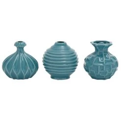 Discount ⌛ Blue Stoneware Modern Vase Set by Ivory and Iris 🤩
