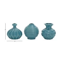 Discount ⌛ Blue Stoneware Modern Vase Set by Ivory and Iris 🤩 -Cheap Ivory and Iris Store D362911S 11