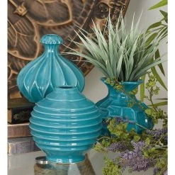 Discount ⌛ Blue Stoneware Modern Vase Set by Ivory and Iris 🤩 -Cheap Ivory and Iris Store D362911S 13