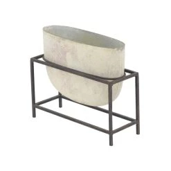 Best reviews of 🥰 13" Cream Distressed Glass & Iron Table Vase With Stand by Ivory and Iris 🧨 -Cheap Ivory and Iris Store D362914S 4