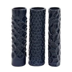 Promo 🧨 12" Dark Blue Stoneware Contemporary Vase Set by Ivory and Iris ⭐