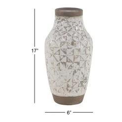 Wholesale 🔔 16" White Stoneware Coastal Style Vase by Ivory and Iris ✔️ -Cheap Ivory and Iris Store D362932S 6