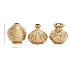 New 🔔 6" Gold Stoneware Glam Vase, 3ct. by Ivory and Iris 🎁 -Cheap Ivory and Iris Store D362937S 5