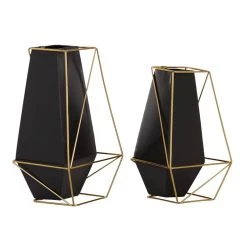 Hot Sale 🤩 Black Metal Contemporary Vase Set by Ivory and Iris 😉 -Cheap Ivory and Iris Store D362943S 4