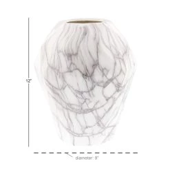 Cheapest 🔔 12" White Stoneware Contemporary Vase by Ivory and Iris ✨ -Cheap Ivory and Iris Store D362946S 4