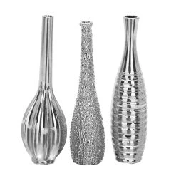 Best Sale ✔️ 13" Silver Ceramic Glam Vase Set by Ivory and Iris 🛒
