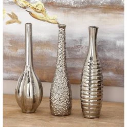 Best Sale ✔️ 13" Silver Ceramic Glam Vase Set by Ivory and Iris 🛒 -Cheap Ivory and Iris Store D362948S 7