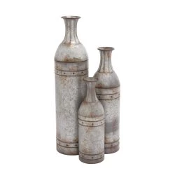 Flash Sale ⌛ Gray Metal Farmhouse Vase Set by Ivory and Iris 🎉