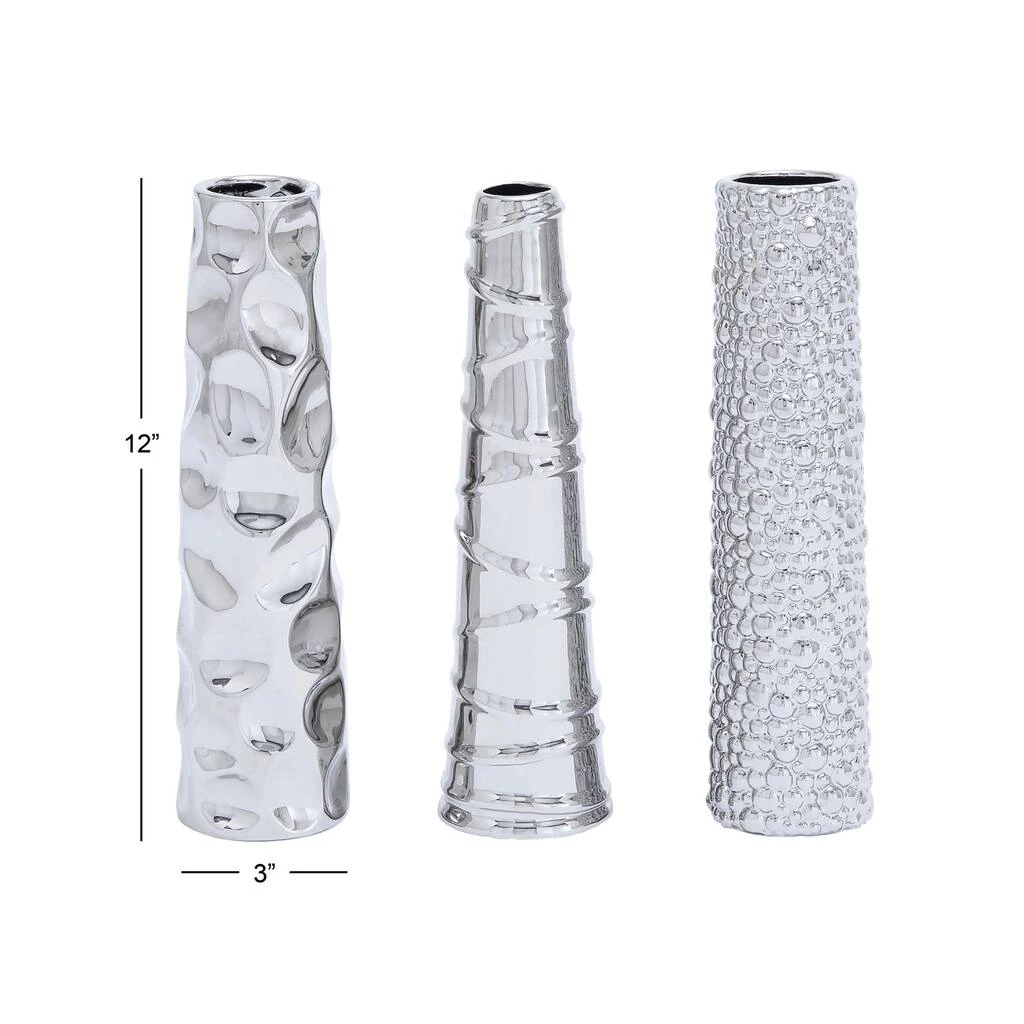 Cheapest π 12" Silver Ceramic Abstract Glam Vase Set by Ivory and Iris π 6 Cheapest π 12" Silver Ceramic Abstract Glam Vase Set by Ivory and Iris π - Image 6