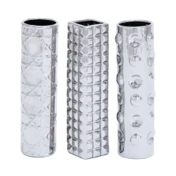 Discount 🎁 12" Silver Ceramic Glam Vase Set by Ivory and Iris 🤩