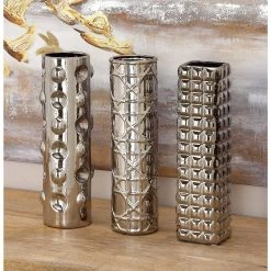Discount 🎁 12" Silver Ceramic Glam Vase Set by Ivory and Iris 🤩 -Cheap Ivory and Iris Store D362960S 7