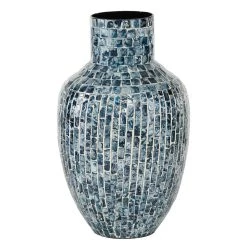 Hot Sale 🌟 16" Blue 👩 Mother of Pearl Coastal Vase by Ivory and Iris 😉