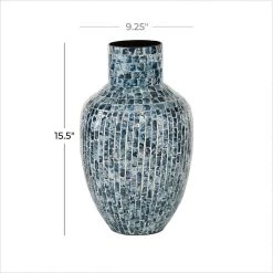 Hot Sale π 16" Blue π© Mother of Pearl Coastal Vase by Ivory and Iris π 10 Hot Sale π 16" Blue π© Mother of Pearl Coastal Vase by Ivory and Iris π -Cheap Ivory and Iris Store D362961S 5