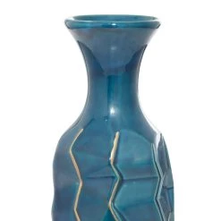 Best Pirce 😍 Tall Blue Stoneware Modern Vase by Ivory and Iris 🎉 -Cheap Ivory and Iris Store D362980S 4