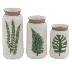 Outlet 👍 White Stoneware Coastal Style Vase Set by Ivory and Iris ⌛