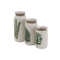 Outlet 👍 White Stoneware Coastal Style Vase Set by Ivory and Iris ⌛ -Cheap Ivory and Iris Store D362981S 3