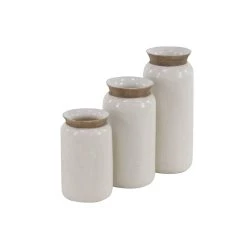 Outlet 👍 White Stoneware Coastal Style Vase Set by Ivory and Iris ⌛ -Cheap Ivory and Iris Store D362981S 4