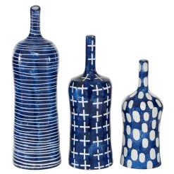 Best reviews of 💯 Blue & White Stoneware Contemporary Vase Set by Ivory and Iris 🔔