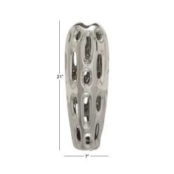 Buy 😍 21" Silver Ceramic Contemporary Vase by Ivory and Iris 🧨 -Cheap Ivory and Iris Store D362994S 4