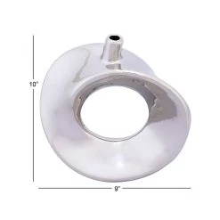 Buy ⌛ 10" Silver Ceramic Glam Vase by Ivory and Iris 🎁 -Cheap Ivory and Iris Store D364318S 6