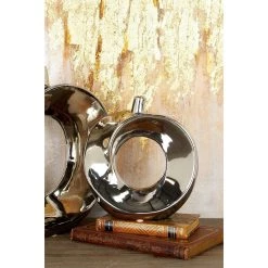 Buy ⌛ 10" Silver Ceramic Glam Vase by Ivory and Iris 🎁 -Cheap Ivory and Iris Store D364318S 7