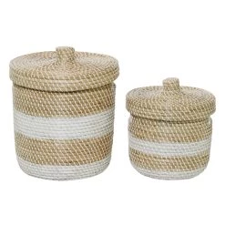 Cheap 🤩 Brown Seagrass Natural Storage Basket Set by Ivory and Iris 🌟