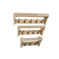 Deals 🔥 Brown Wood Rustic Wall Rack Set by Ivory and Iris 😀
