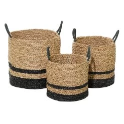 New 👏 Black Seagrass Modern Storage Basket Set by Ivory and Iris 🤩