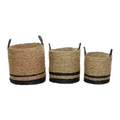 New 👏 Black Seagrass Modern Storage Basket Set by Ivory and Iris 🤩 -Cheap Ivory and Iris Store D364332S 5