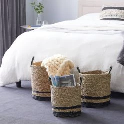 New 👏 Black Seagrass Modern Storage Basket Set by Ivory and Iris 🤩 -Cheap Ivory and Iris Store D364332S 7