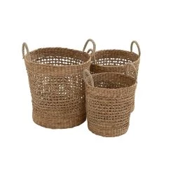 New ✔️ Brown Seagrass Natural Storage Basket Set by Ivory and Iris 🔔