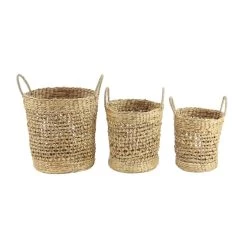 New ✔️ Brown Seagrass Natural Storage Basket Set by Ivory and Iris 🔔 -Cheap Ivory and Iris Store D364335S 6