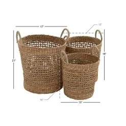 New ✔️ Brown Seagrass Natural Storage Basket Set by Ivory and Iris 🔔 -Cheap Ivory and Iris Store D364335S 9