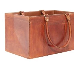 Outlet 🛒 16" Brown Leather Rustic Magazine Holder by Ivory and Iris 👍 -Cheap Ivory and Iris Store D364340S 5