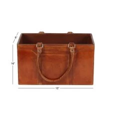 Outlet 🛒 16" Brown Leather Rustic Magazine Holder by Ivory and Iris 👍 -Cheap Ivory and Iris Store D364340S 8