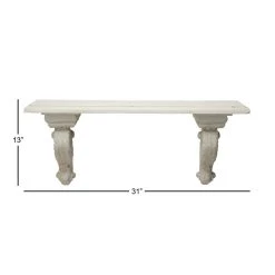 Budget 🔥 32" White Wood Farmhouse Wall Shelf by Ivory and Iris 🔔 -Cheap Ivory and Iris Store D364341S 6
