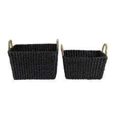 Outlet 🧨 Black Banana Leaf Eclectic Storage Basket Set by Ivory and Iris 🧨 -Cheap Ivory and Iris Store D364344S 3