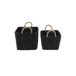 Outlet 🧨 Black Banana Leaf Eclectic Storage Basket Set by Ivory and Iris 🧨 -Cheap Ivory and Iris Store D364344S 4