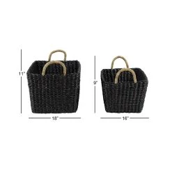 Outlet 🧨 Black Banana Leaf Eclectic Storage Basket Set by Ivory and Iris 🧨 -Cheap Ivory and Iris Store D364344S 6