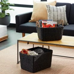 Outlet 🧨 Black Banana Leaf Eclectic Storage Basket Set by Ivory and Iris 🧨 -Cheap Ivory and Iris Store D364344S 7