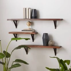 Best reviews of 👏 Brown Wood Industrial Wall Shelf Set by Ivory and Iris 🔔 -Cheap Ivory and Iris Store D364346S 9